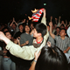 Student protesters burn an American flag outside the US embassy in Beijing.